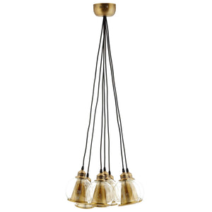Peak Brass Cone and Glass Globe Cluster Pendant Chandelier  EEI-3083
