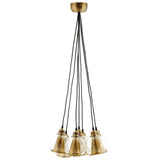 Peak Brass Cone and Glass Globe Cluster Pendant Chandelier  EEI-3083