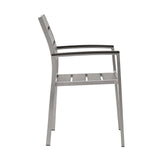 Shore Outdoor Patio Aluminum Dining Armchair Silver Gray EEI-3130-SLV-GRY