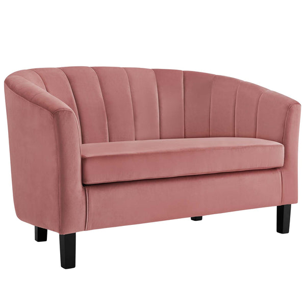 Prospect Channel Tufted Performance Velvet Loveseat Dusty Rose EEI-3137-DUS