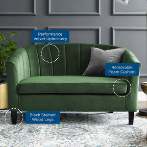 Prospect Channel Tufted Performance Velvet Loveseat Emerald EEI-3137-EME