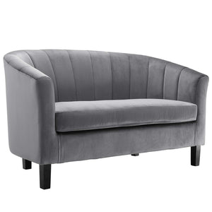 Prospect Channel Tufted Performance Velvet Loveseat Gray EEI-3137-GRY