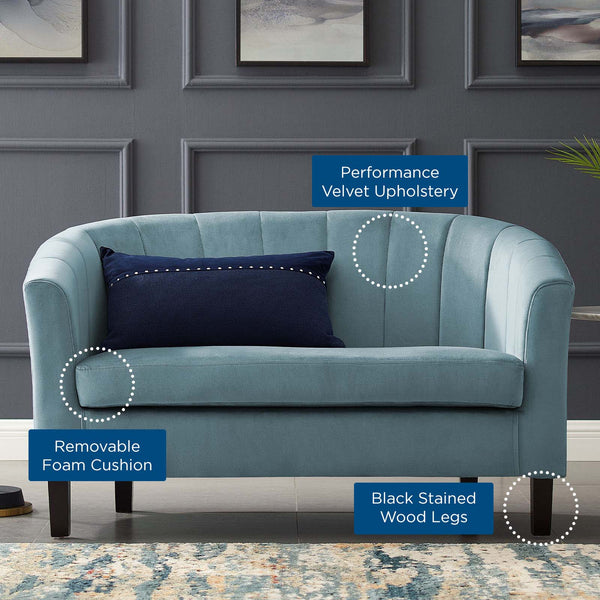 Prospect Channel Tufted Performance Velvet Loveseat Light Blue EEI-3137-LBU