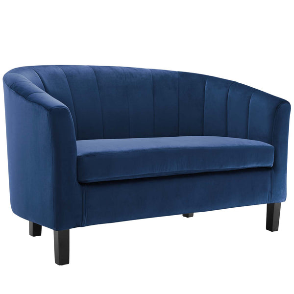 Prospect Channel Tufted Performance Velvet Loveseat Navy EEI-3137-NAV