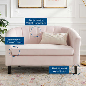 Prospect Channel Tufted Performance Velvet Loveseat Pink EEI-3137-PNK