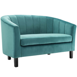 Prospect Channel Tufted Performance Velvet Loveseat Teal EEI-3137-TEA