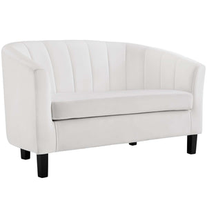 Prospect Channel Tufted Performance Velvet Loveseat White EEI-3137-WHI