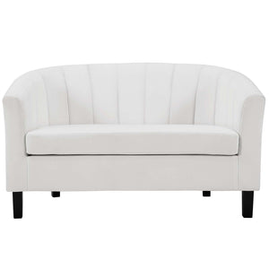 Prospect Channel Tufted Performance Velvet Loveseat White EEI-3137-WHI