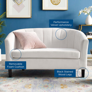 Prospect Channel Tufted Performance Velvet Loveseat White EEI-3137-WHI