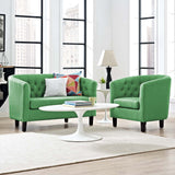 Prospect 2 Piece Upholstered Fabric Loveseat and Armchair Set Green EEI-3148-GRN-SET