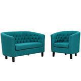 Prospect 2 Piece Upholstered Fabric Loveseat and Armchair Set Teal EEI-3148-TEA-SET