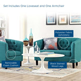 Prospect 2 Piece Upholstered Fabric Loveseat and Armchair Set Teal EEI-3148-TEA-SET