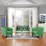 Prospect 3 Piece Upholstered Fabric Loveseat and Armchair Set Green EEI-3149-GRN-SET