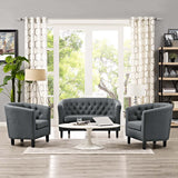 Prospect 3 Piece Upholstered Fabric Loveseat and Armchair Set Gray EEI-3149-GRY-SET