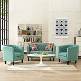 Prospect 3 Piece Upholstered Fabric Loveseat and Armchair Set Laguna EEI-3149-LAG-SET