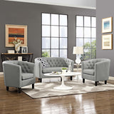 Prospect 3 Piece Upholstered Fabric Loveseat and Armchair Set Light Gray EEI-3149-LGR-SET