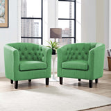 Prospect 2 Piece Upholstered Fabric Armchair Set Green EEI-3150-GRN-SET