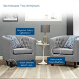 Prospect 2 Piece Upholstered Fabric Armchair Set Light Gray EEI-3150-LGR-SET