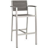 Shore Bar Stool Outdoor Patio Aluminum Set of 2 Silver Gray EEI-3155-SLV-GRY-SET