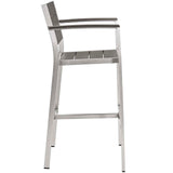 Shore Bar Stool Outdoor Patio Aluminum Set of 2 Silver Gray EEI-3155-SLV-GRY-SET