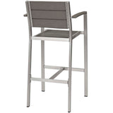 Shore Bar Stool Outdoor Patio Aluminum Set of 2 Silver Gray EEI-3155-SLV-GRY-SET