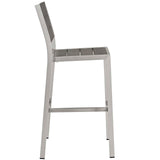 Shore Armless Bar Stool Outdoor Patio Aluminum Set of 2 Silver Gray EEI-3156-SLV-GRY-SET