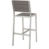 Shore Armless Bar Stool Outdoor Patio Aluminum Set of 2 Silver Gray EEI-3156-SLV-GRY-SET