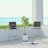 Shore Armless Bar Stool Outdoor Patio Aluminum Set of 2 Silver Gray EEI-3156-SLV-GRY-SET