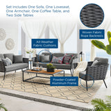 Stance 6 Piece Outdoor Patio Aluminum Sectional Sofa Set Gray Charcoal EEI-3159-GRY-CHA-SET