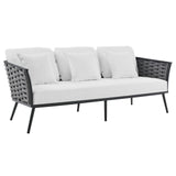 Stance 6 Piece Outdoor Patio Aluminum Sectional Sofa Set Gray White EEI-3159-GRY-WHI-SET