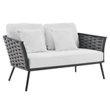Stance 6 Piece Outdoor Patio Aluminum Sectional Sofa Set Gray White EEI-3159-GRY-WHI-SET