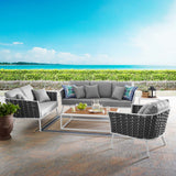 Stance 6 Piece Outdoor Patio Aluminum Sectional Sofa Set White Gray EEI-3159-WHI-GRY-SET