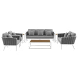 Modway Furniture Stance 7 Piece Outdoor Patio Aluminum Sectional Sofa Set XRXT White Gray EEI-3160-WHI-GRY-SET