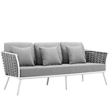 Modway Furniture Stance 7 Piece Outdoor Patio Aluminum Sectional Sofa Set XRXT White Gray EEI-3160-WHI-GRY-SET