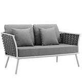 Modway Furniture Stance 7 Piece Outdoor Patio Aluminum Sectional Sofa Set XRXT White Gray EEI-3160-WHI-GRY-SET