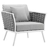 Modway Furniture Stance 7 Piece Outdoor Patio Aluminum Sectional Sofa Set XRXT White Gray EEI-3160-WHI-GRY-SET