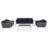 Modway Furniture Stance 7 Piece Outdoor Patio Aluminum Sectional Sofa Set XRXT White Navy EEI-3160-WHI-NAV-SET