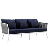 Modway Furniture Stance 7 Piece Outdoor Patio Aluminum Sectional Sofa Set XRXT White Navy EEI-3160-WHI-NAV-SET