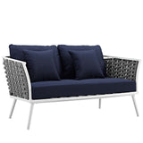 Modway Furniture Stance 7 Piece Outdoor Patio Aluminum Sectional Sofa Set XRXT White Navy EEI-3160-WHI-NAV-SET