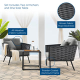 Stance 3 Piece Outdoor Patio Aluminum Sectional Sofa Set Gray Charcoal EEI-3163-GRY-CHA-SET