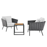 Stance 3 Piece Outdoor Patio Aluminum Sectional Sofa Set Gray White EEI-3163-GRY-WHI-SET