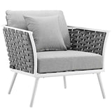 Stance 3 Piece Outdoor Patio Aluminum Sectional Sofa Set White Gray EEI-3163-WHI-GRY-SET