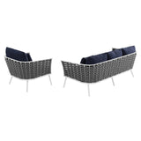 Stance 2 Piece Outdoor Patio Aluminum Sectional Sofa Set White Navy EEI-3164-WHI-NAV-SET