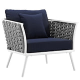 Stance 2 Piece Outdoor Patio Aluminum Sectional Sofa Set White Navy EEI-3164-WHI-NAV-SET