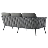 Stance 3 Piece Outdoor Patio Aluminum Sectional Sofa Set Gray Charcoal EEI-3165-GRY-CHA-SET