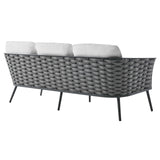 Stance 3 Piece Outdoor Patio Aluminum Sectional Sofa Set Gray White EEI-3165-GRY-WHI-SET