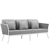 Stance 3 Piece Outdoor Patio Aluminum Sectional Sofa Set White Gray EEI-3165-WHI-GRY-SET