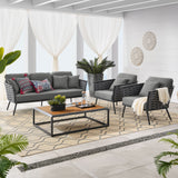 Stance 4 Piece Outdoor Patio Aluminum Sectional Sofa Set Gray Charcoal EEI-3167-GRY-CHA-SET
