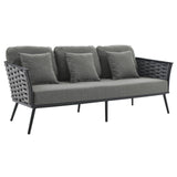 Stance 4 Piece Outdoor Patio Aluminum Sectional Sofa Set Gray Charcoal EEI-3167-GRY-CHA-SET