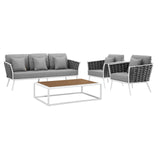 Stance 4 Piece Outdoor Patio Aluminum Sectional Sofa Set